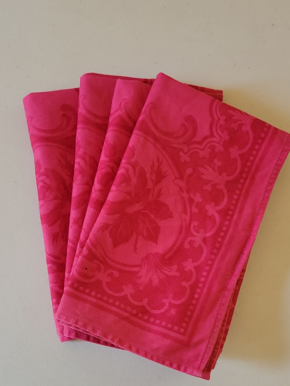 Vintage Rose Red French Napkins - 4